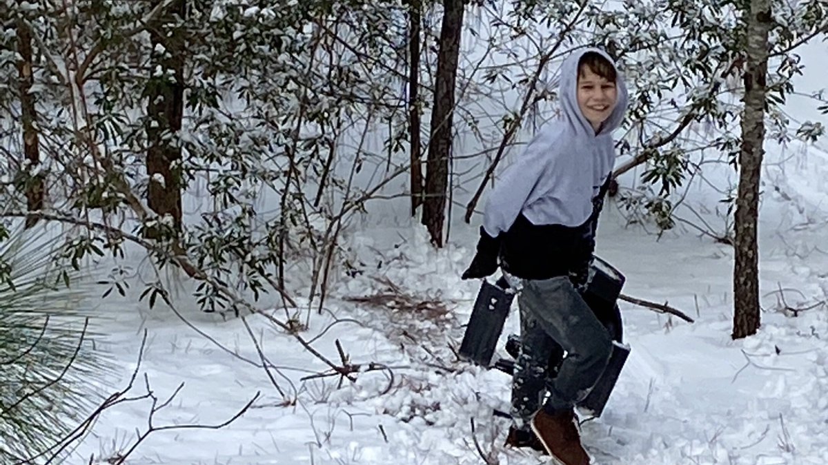 VickyCorpuz1's tweet photo. Earth's orbit and it's tilt dealt Fayetteville a blustery winter, and an opportunity for 4th grade Science students to experience snow first-hand...Now that's learning you can't get in a virtual classroom!  #godolphins #ashleyelementary#thegreatcomeback https://t.co/nywPJi091m