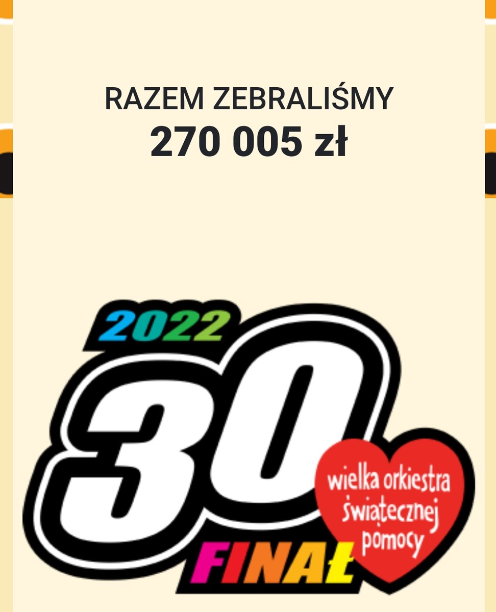 Coraz więcej i więcej! 😍👏 Już ponad
2⃣7⃣0⃣0⃣0⃣0⃣ zł dla <a href="/fundacjawosp/">WOŚP</a>!  
Tweetuj z nami #MastercardGrazWOSP bo 1. tweet lub RT z tym hasztagiem to 5 złotych dla Orkiestry #WOŚP2022 ❤️💛