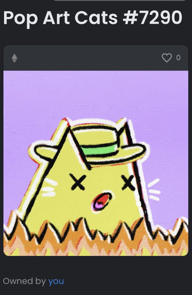 NotAKat6088's tweet image. I love my @mattchessco @popartcatsnft! 
🔥😍🐱💖
Reminds me of the This Is Fine dog 😝 Relatable. 

#NFTCommmunity #popartcatsnft #mattchessco #NFTArt #NFTs
