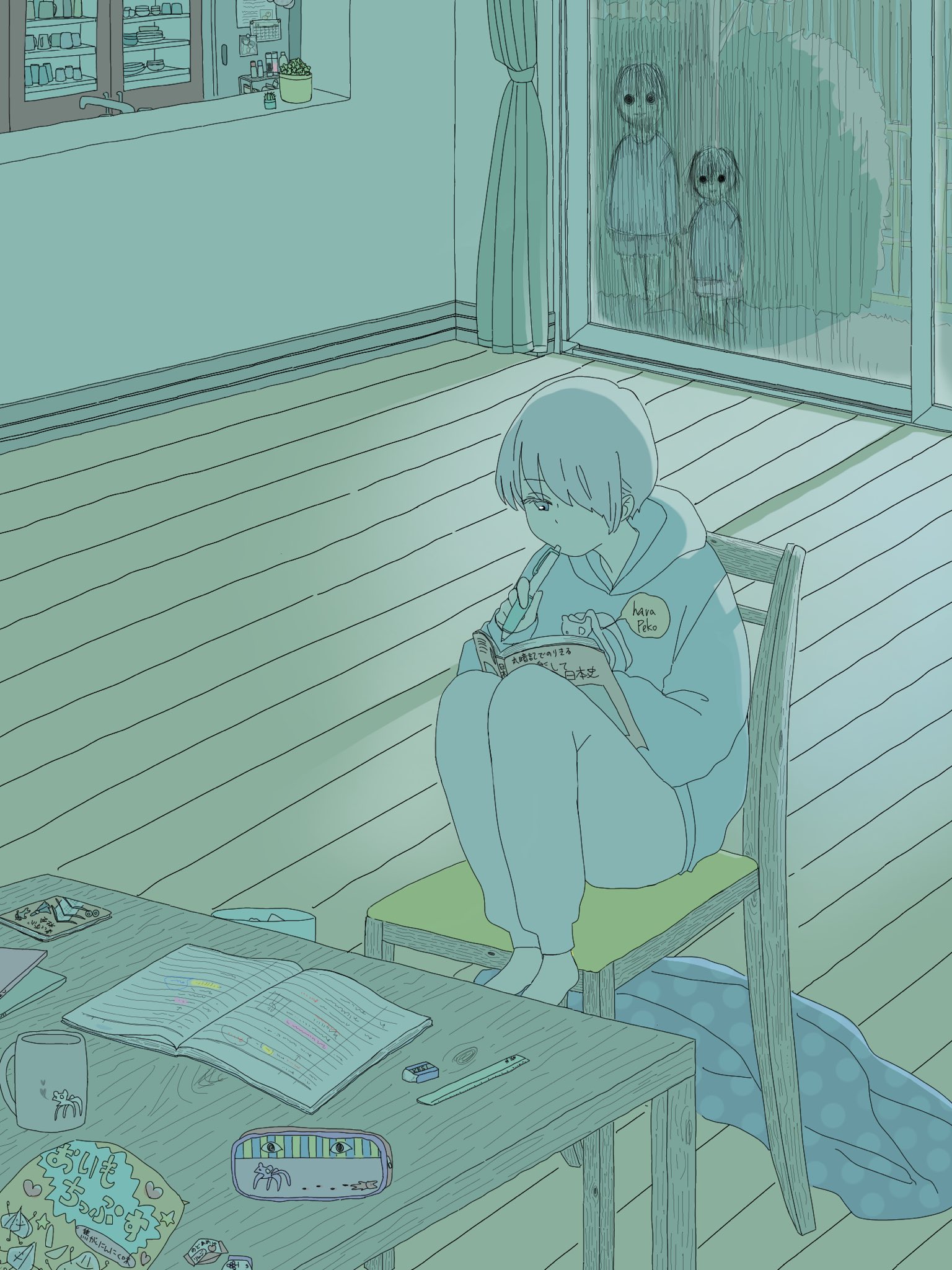 トロノイ 明け方 怪異遭遇警報 徹夜勉強編 オリジナルイラスト ホラーイラスト T Co Kf6wcbztmx Twitter