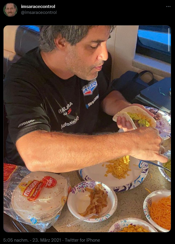 _Rex000's tweet photo. @imsaracecontrol ask your buddy Juan Pablo for some secret family recipe Tacos https://t.co/nJWMdfjA39