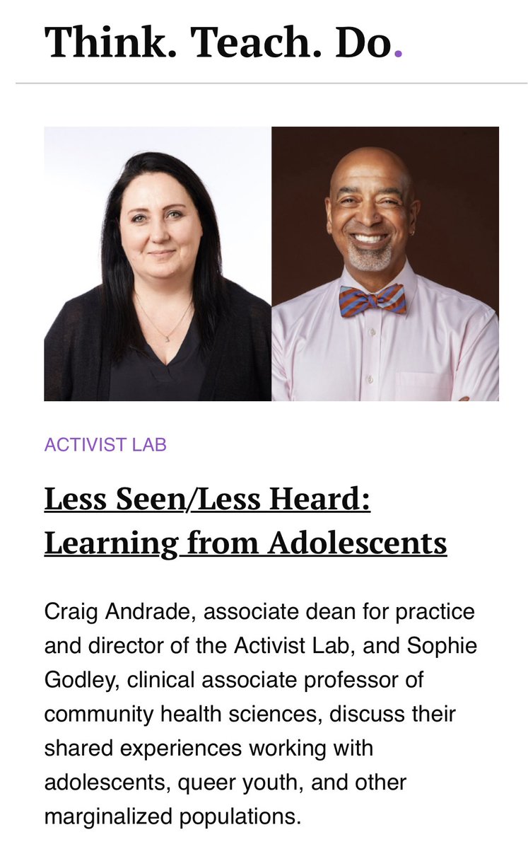 DrCraigAndrade's tweet photo. Powerful convo w/@BUSPH’s incomparable @sophiesalibi on shared love of working w/#adolescents & #queeryouth, the fight 4 #RacialEquity & #SocialJustice & her inspiring #TeachingPowers
LISTEN: #LSLH #ConversationsFromTheMargins https://t.co/4dx9DMBuVN #ActivistLab #HealthEquity https://t.co/GmlDICDJ8B