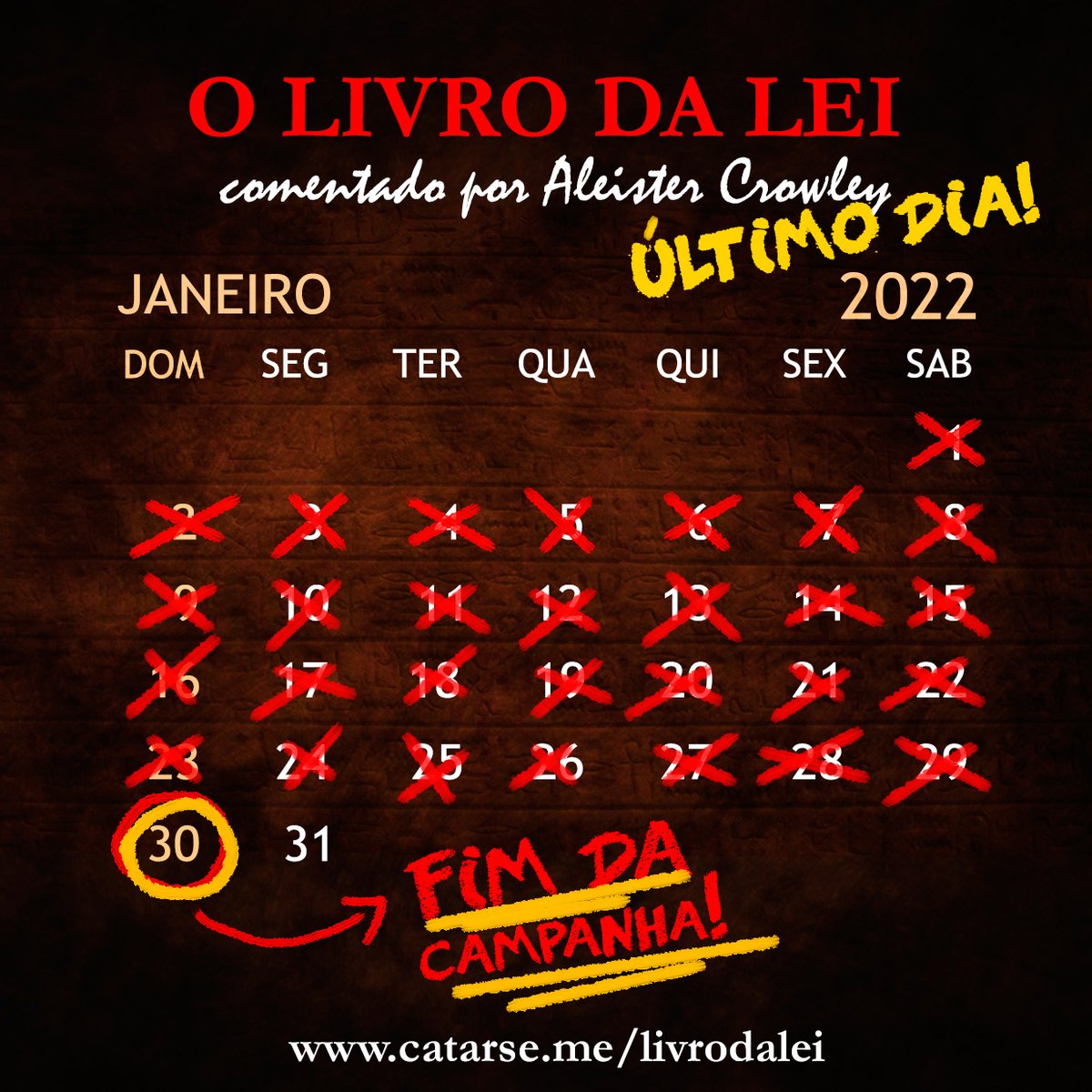 pressagioed's tweet photo. É o fim da contagem regressiva!

Entramos no ÚLTIMO DIA para apoiar a campanha do Livro da Lei comentado por Crowley, uma edição única e pioneira.

Participe e compartilhe, são menos de 12 horas para o projeto sair do ar. Não diga que não avisamos!
https://t.co/dlUcB7uinL https://t.co/9JrHIaFY9l