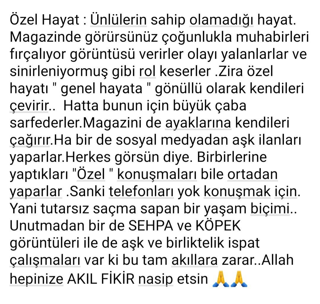 Kendi şahsi fikrimdir.
Özeliniz varsa özelinizde kalsın.Çok itici ve sevimsiz oluyorsunuz.
<a href="/AkinAkinozu/">AkinAkinozu</a> <a href="/rebrusahin/">Rebrusahin</a>