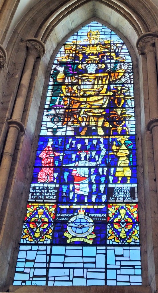 AlabasterMiss's tweet photo. On the north side of the transept are the forces chapels: these #StainedGlassSunday windows of the major angels commemorate the RAF, still a huge presence in #Lincolnshire #stainedglass https://t.co/XcJfXJT9VJ
