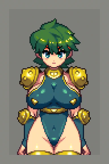 オリキャラ正面ドット絵 戦士ハンナ
元気系の緑っ子 