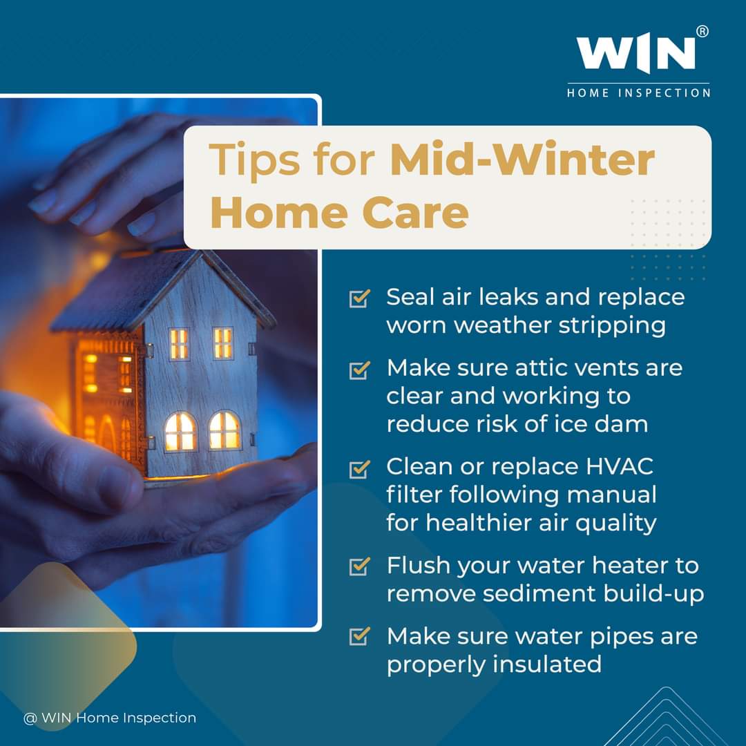 HomeInspectCLE's tweet photo. Keep your home in tiptop condition this winter with these home care tips!
#winterhomecare #homeinspectionchecklist #homeinspection https://t.co/3cyZn7g7WR