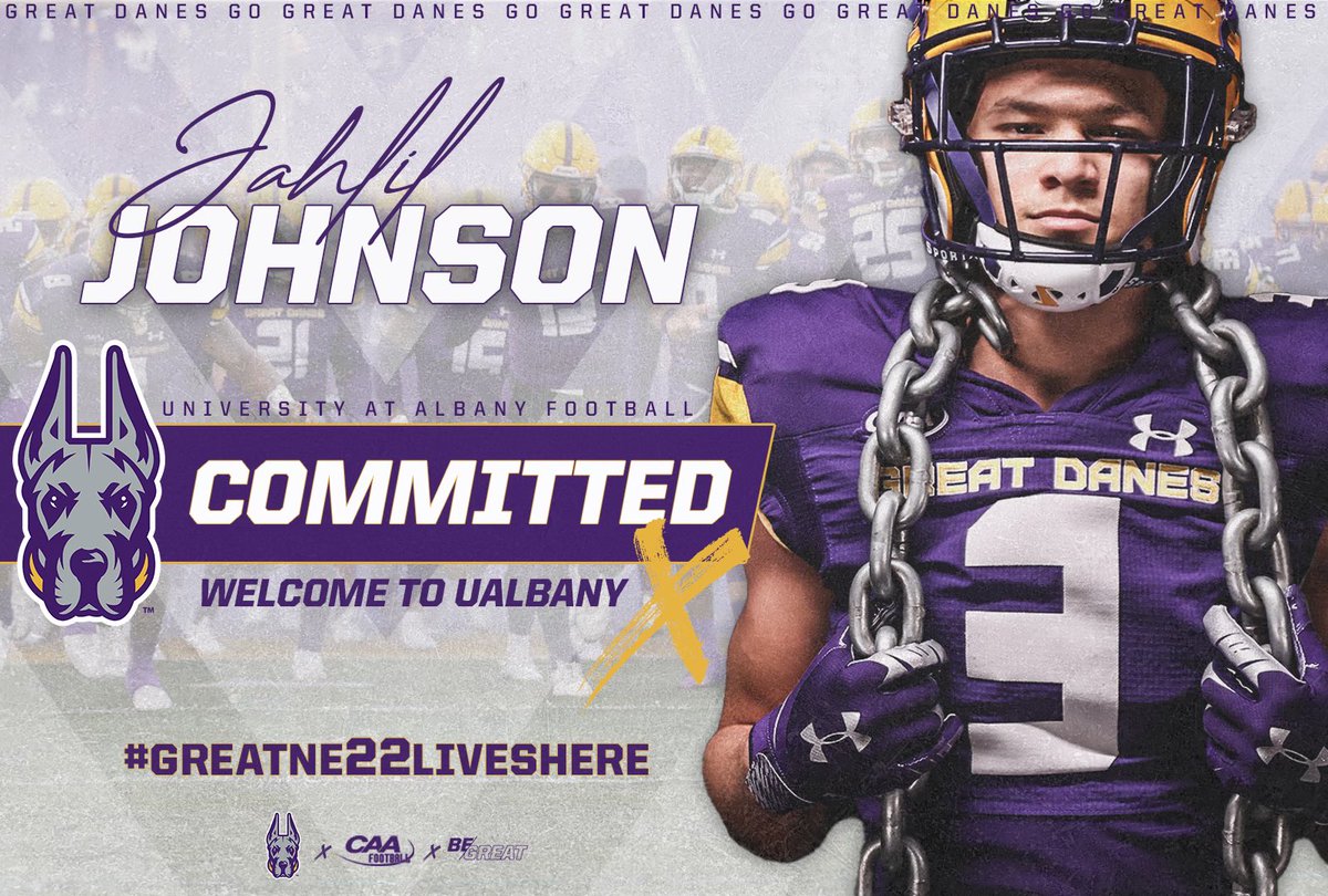 JahlilJohnson11's tweet photo. Blessed to announce that I am 100% committed to @UAlbanyFootball thank you to everyone that has helped me throughout my recruiting process and thank you to @CoachGGattuso for the opportunity. I am ready to develop into an even greater athlete and can’t wait for the next level! https://t.co/aiiTinetqz
