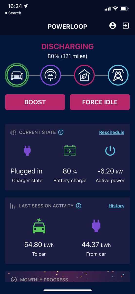 PJPrydderch's tweet image. Another evening sending power to the @NationalGridESO from my @NissanUK #LEAF using the @OctopusEV #Powerloop #V2G system. I love doing this every evening and seeing the power flow from the car to the house and to the grid! @OctopusEnergy #EVs #ElectricVehicles