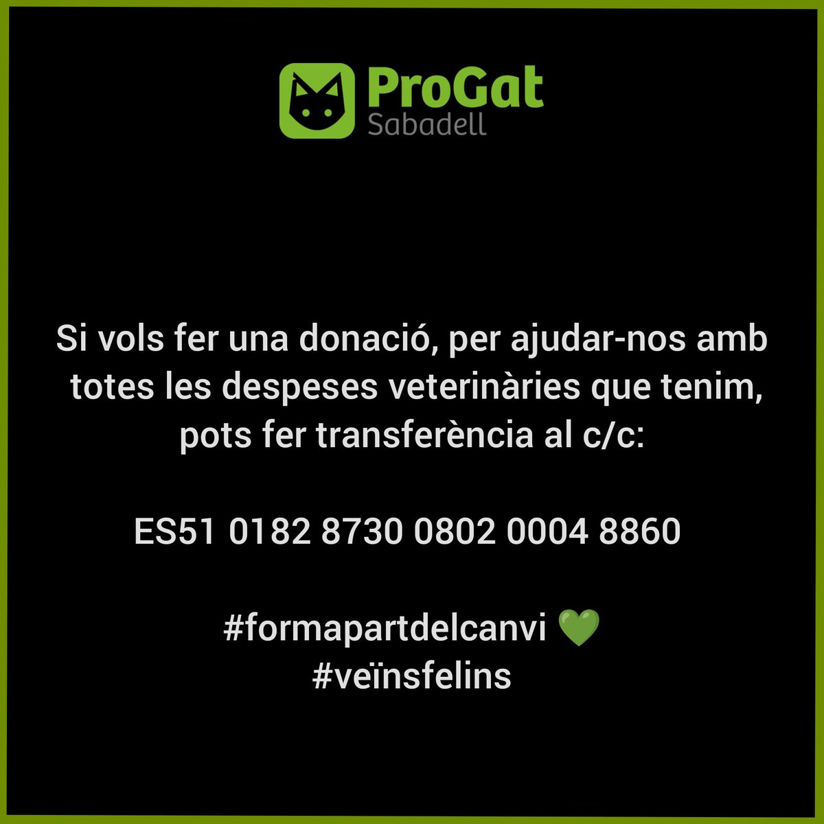 ProgatSabadell's tweet photo. Com ens heu demanat el número de compte per les donacions, el deixem a mà, moltíssimes gràcies. 💚 https://t.co/CRidzViKqO