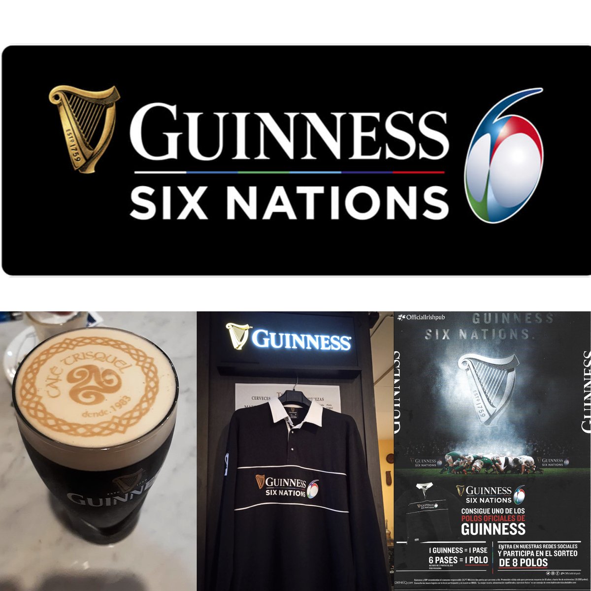 CafTrisquel's tweet photo. Con la genial app de Guinness, RIPPLES, te imprimimos cualquier imagen que quieras en tus pintas de Guinness o Murphys.
Y consigue el Polo Rugby Guinness Six Nations '22, con 6 pintas de Guinness, Murphys o Hop 13.
¡¡Se pueden combinar y no, no fae falta tomarlas todas seguidas!! https://t.co/PD8FNDtdGb