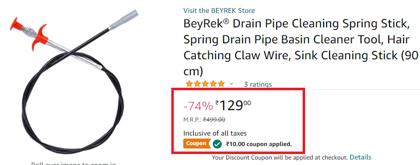 Buy 90CM Drain Pipe Cleaning Spring Stick, Hair Catching at