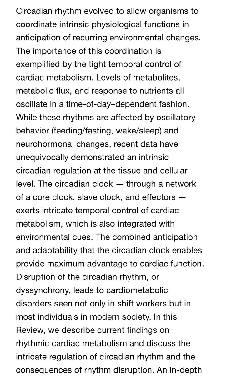 Circadian regulation of cardiac metabolism  https://www.jci.org/articles/view/148276Essential to heart health. Hint hint.