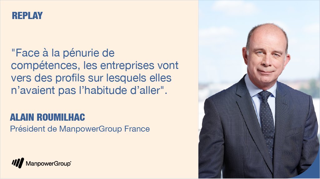 Alain Roumilhac, Président ManpowerGroup France, était en direct sur LinkedIn pour évoquer les perspectives emplois en 2022, et répondre aux questions des internautes. Vous avez manqué le live ? Découvrez vite le replay ➡️ ow.ly/pXku103mH0q ▫️