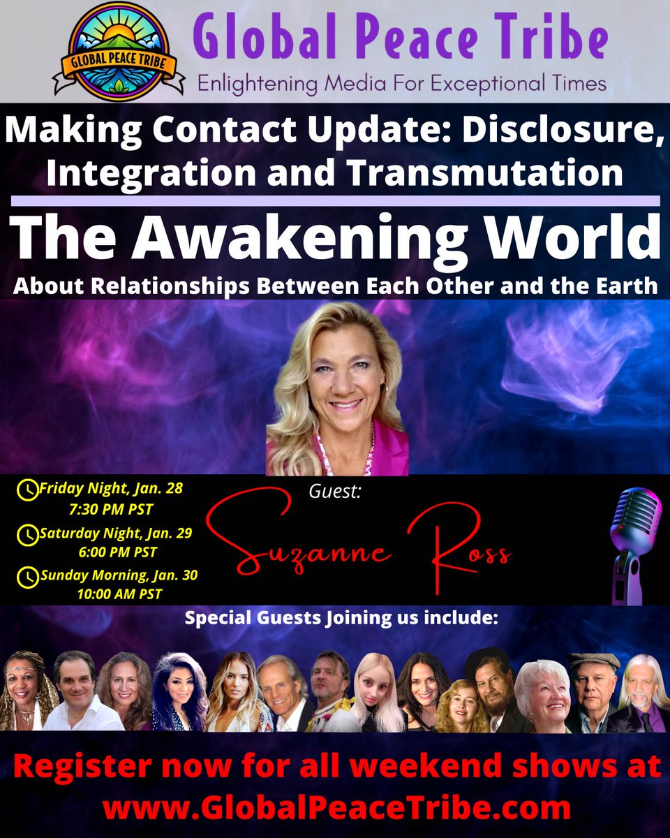 SupNatAdv's tweet photo. It's truly an honor to be part of The Global Peace Tribes new series: THE AWAKENING WORLD! Register to join the discussion. To get full access to all panel discussion, use coupon code NEWFRIEND:
https://t.co/dBj5PAkk0K https://t.co/nUxr9hRO1j