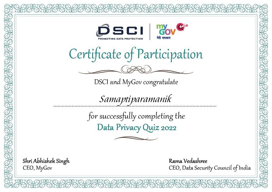 Samapti_'s tweet photo. Name- Samapti Paramanik
Roll - 34301321019
Session- 2021-22
College- Hemnalini Memorial College of Engineering
Activity name - Participation in Quiz
#MAR_ACTIVITY
#MAKAUT https://t.co/wOEk0qQuwV