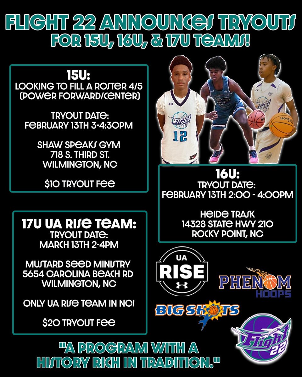 Flight22bball's tweet photo. Think you have what it takes, check out our recent tryout information below. #catchflight https://t.co/MAoNdToe5g