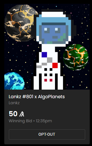 LankzNFT's tweet photo. Hey #algofam that concludes the auction between us and @AlgoPlanets! We hit our goal with a winning bid of at least 50A, all going towards @codeorg for charity! We are so glad to be able to donate this amount for a great cause that we believe in! Thank you all for the support ❤️ https://t.co/qWR8qGYgwH