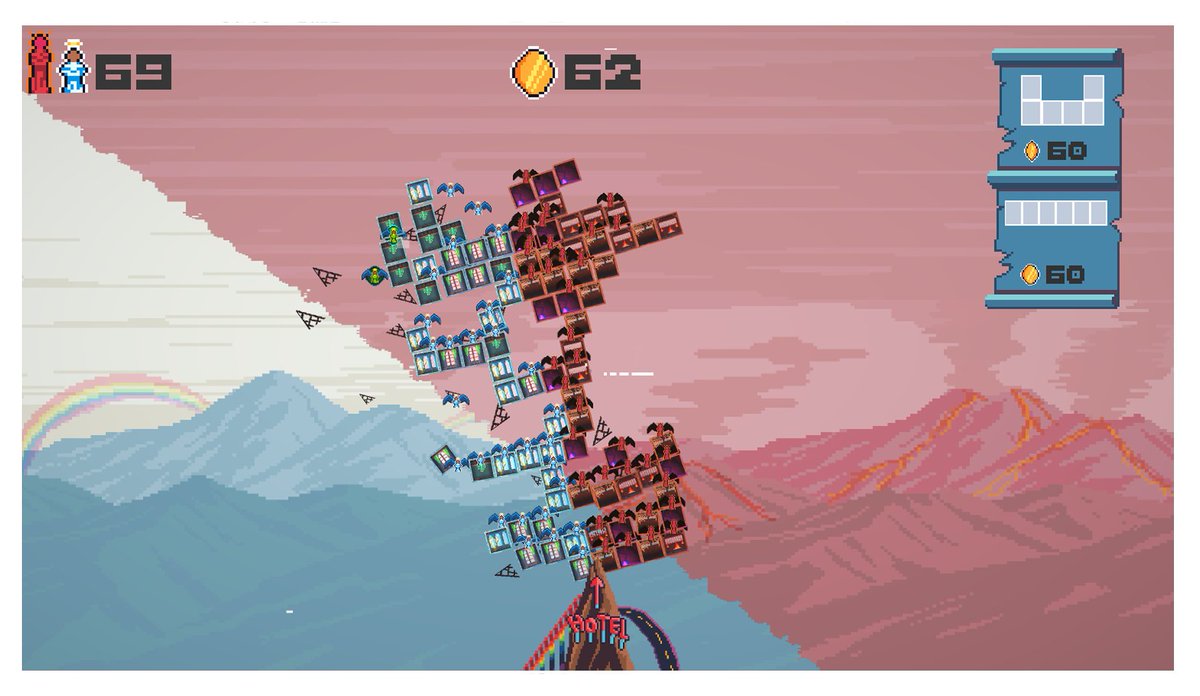 dion_peek's tweet photo. In the past 48 hours I participated in the @GlobalGameJamNL. It was really hectic, but I am really proud of the result.

In Holy Shift! you must build, balance and manage a hotel, right on the edge between heaven and hell.

Check it out! -  https://t.co/KmB8wM5Yap https://t.co/FMwsqwHcPr