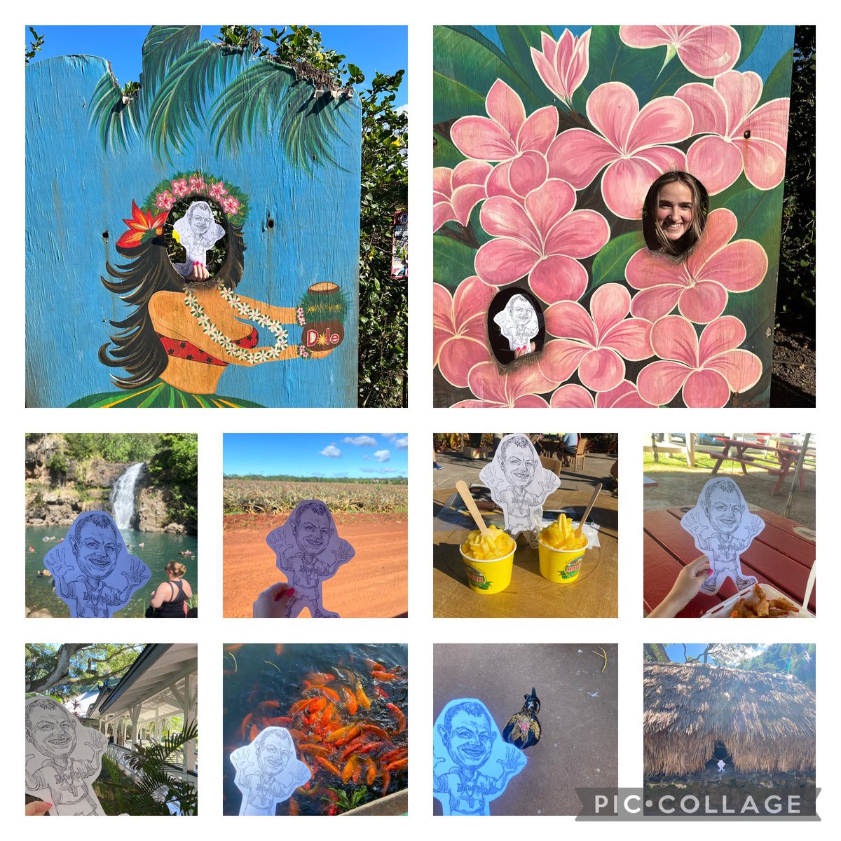 abischmitt15's tweet photo. Had a busy first. Saw a waterfall, ate some Dole whip, and saw chickens, fish and peacocks. #turnertoursvp @RobardsVPHS https://t.co/rj3854rmlQ