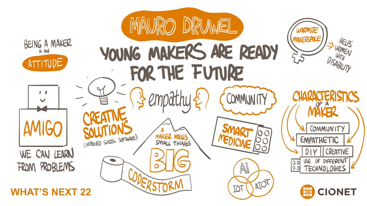 CoderMauro2008's tweet image. Young makers are ready for the future! Bedankt @CIONET voor deze coole samenvatting van mijn keynote! Het was een eer om te mogen spreken voor de digitale bedrijfsleiders van ons land!
