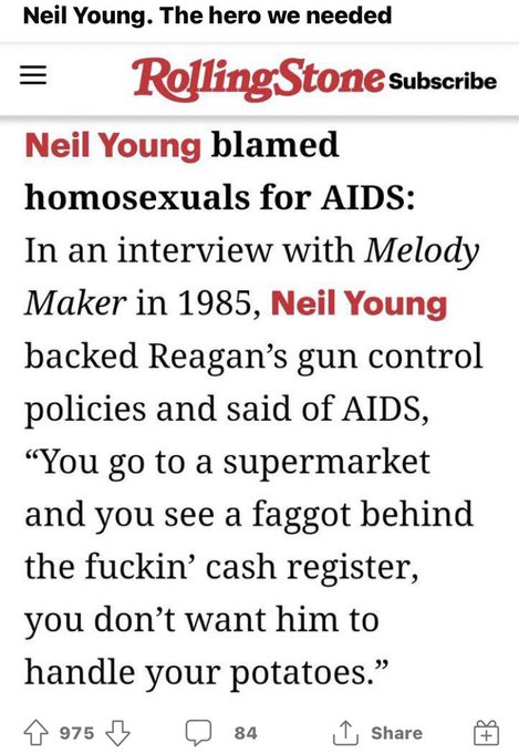 OnDemocrats_com's tweet photo. #ThanksJoeRogan for exposing Neil Young to be as a big a fraud as everyone else in the music industry. Also, for exposing Democrats as supporters of a decrepit old homophobic hatemonger. So not only are they trying to mainstream pedophilia, now they want to bring back AIDS Hate. https://t.co/LJfDvs4LP4