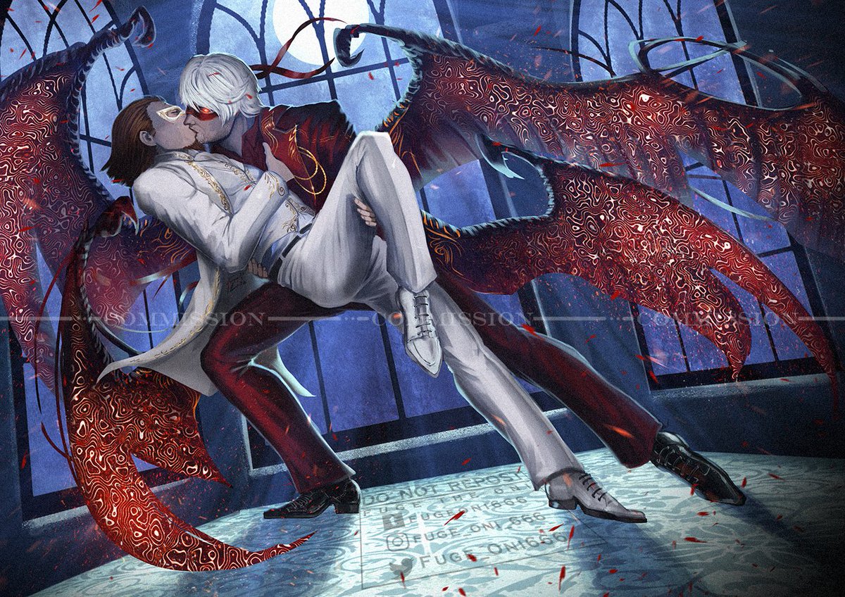 🏍🇻🇳FÜGE 🔞 (@fuge_oni666) on Twitter photo Commission for <a href="/FuryEclipse/">Fury (Moved to Bluesky! :D)</a> and @Virberos for their fic about DanCre in a masquerade theme :D ~ #Dante #Credo #DMC4 Commission for <a href="/FuryEclipse/">Fury (Moved to Bluesky! :D)</a> and @Virberos for their fic about DanCre in a masquerade theme :D ~ #Dante #Credo #DMC4