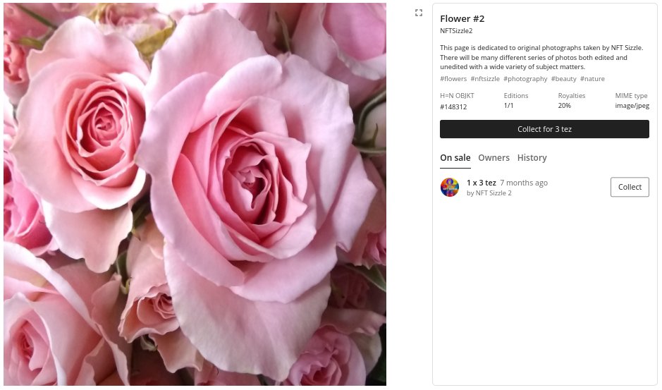 📸*_* NFT Sizzle Photography Page *_*📸
🌹💗🌹Flower #2🌹💗🌹
Edition: 1/1
Price: 3 Tez
Valentines is in the air. Grab some NFT Flowers now! For your Mom, Aunt, Girlfriend, Wife, etc. This flower won't rot and will be in the blockchain 4ever
henext.xyz/o/148312
#NFTCommunity