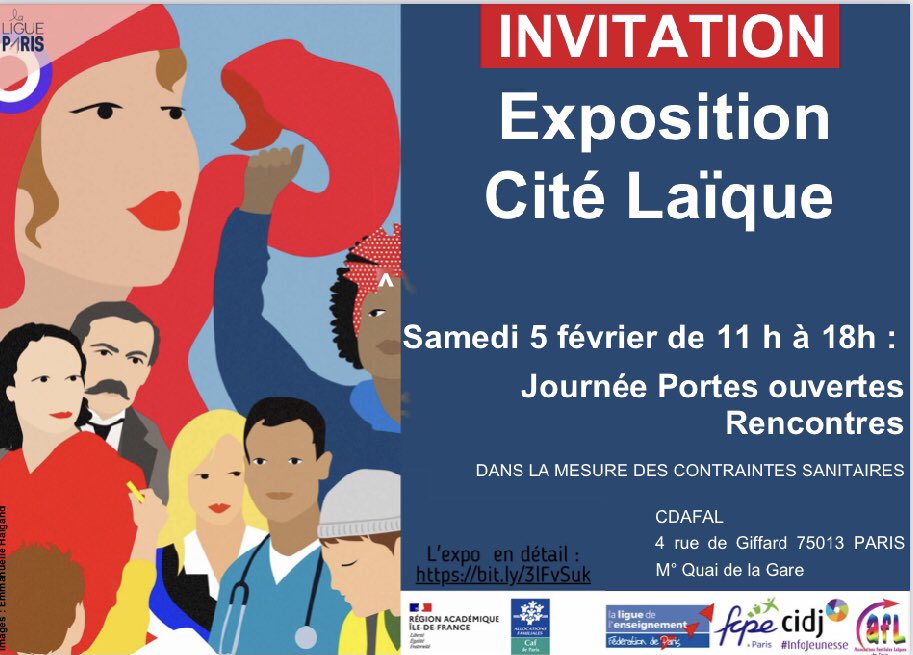 Renardjj's tweet image. Présentation de l’exposition CITE LAÏQUE au siège du CDAFAL (associations familiales laïques)
@fcpe75 @LigueParis @Le_CIDJ 
Ouvert à tou(te)s !