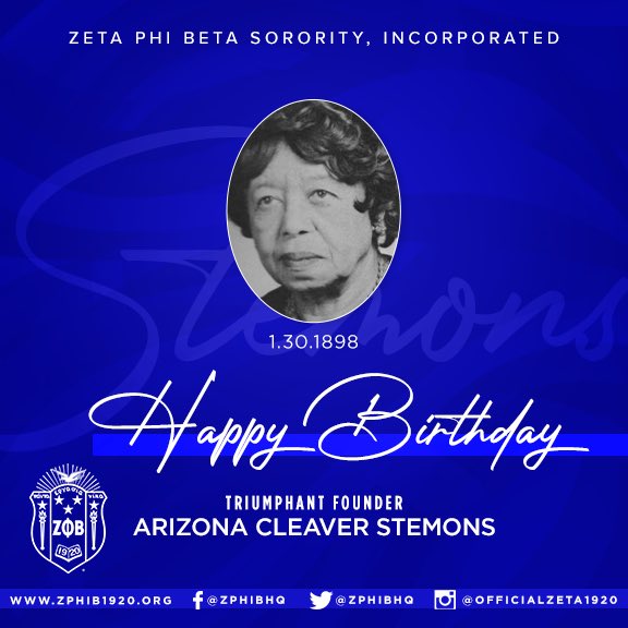 Happy Birthday to Triumphant Founder Arizona Cleaver Stemons! 

🕊🕊🕊🕊🕊💙
#zetaphibeta #zphib1920 #zphib