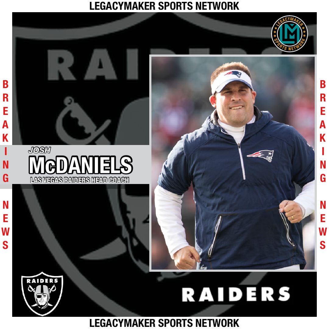 LegacyMakerSPN's tweet photo. BREAKING NEWS: The Las Vegas Raiders are hiring New England Patriots Offensive Coordinator, Josh McDaniels, as their next Head Coach. #LMSN #NFL #Raiders https://t.co/Zo6SBI3VLJ