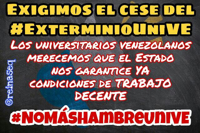 reinaseq's tweet photo. Los profesores universitarios no nos negamos a dar clases es q el régimen venezolano ha llevado nuestro salario a una expresión tan mínima q ni para alimentar a nuestras familias alcanza, por eso a diario insistimos en CONDICIONES DE TRABAJO DECENTE #UniVE @OITAmericas @UNESCO_es https://t.co/hmw0kOy0W6