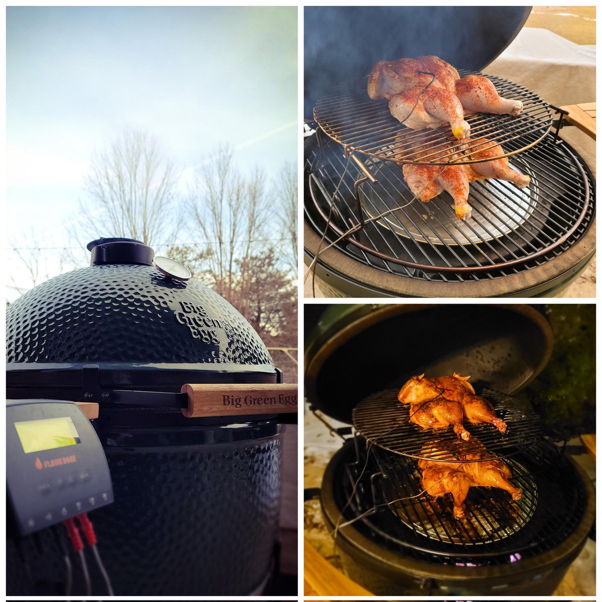 Can't beat hickory smoked twin spatchcock chickens on a conference championship Sunday! #BGE #SmokinSundays
