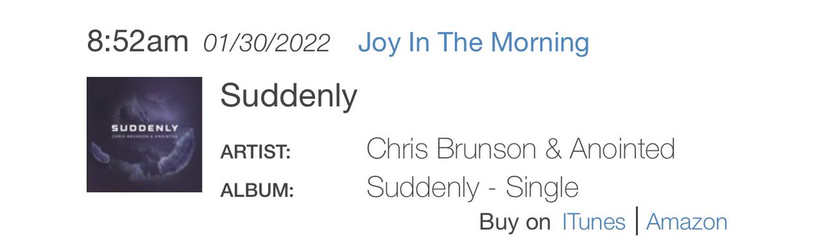 ArtistCBrunson's tweet photo. Our new single “Suddenly” dropped last Wednesday.  It was played on the radio on WCLK Joy In The Morning today. Shout out to Rodney E. Evans for supporting an independent Atlanta artist.  Download today It’s available on all music Media platforms. GOD DID IT SUDDENLY!!! #Suddenly https://t.co/gRg9Bbtos7