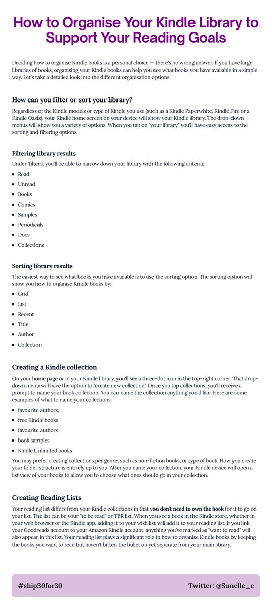 sunelle_c's tweet photo. Tips to help organise your Kindle library to make it easier to find the books you need! https://t.co/bMJ1HJYNq1