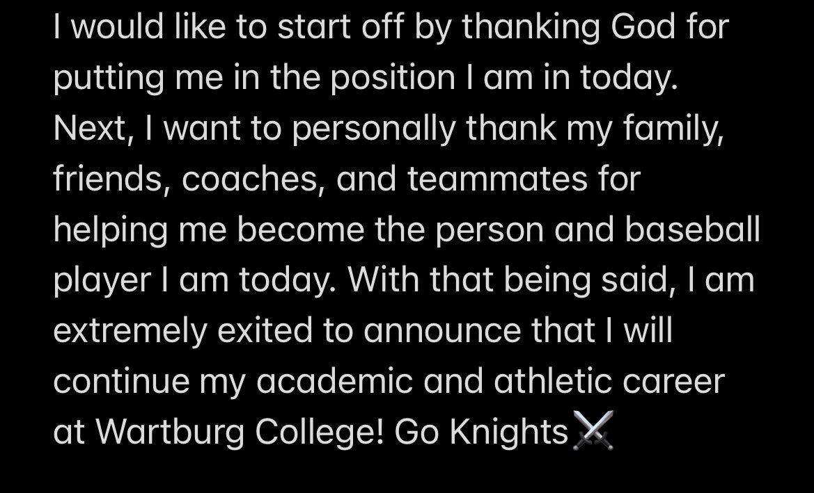 NoahDay22's tweet photo. Committed⚔️⚔️ @WartbrgBaseball @PHawksBaseball @DugoutSportsF https://t.co/zlWW8iaQcE
