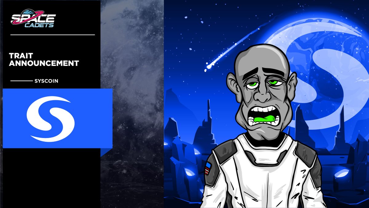 SpaceCadetsNFT's tweet photo. 🪐Trait Utility🪐

Cadets who mint a Space Cadet with the @syscoin Planet background will be eligible to claim a free Space Cadet Companion #NFT which will be deployed and function on the #SYS blockchain

First design previews coming soon!🚀

 #NFTCommunity #NFT #nftart @Luxy_io https://t.co/RGE8bM8Cz4