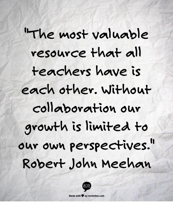 Teachers need other teachers.  No one can do it all on their own.  We are stronger AND better when we work together. We can help facilitate teacher collaboration. #Collaboration #Math #Math4All
