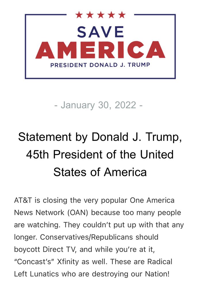 RSBNetwork's tweet photo. Statement by Donald J. Trump, 45th President of the United States of America https://t.co/Tbh6xDirQc