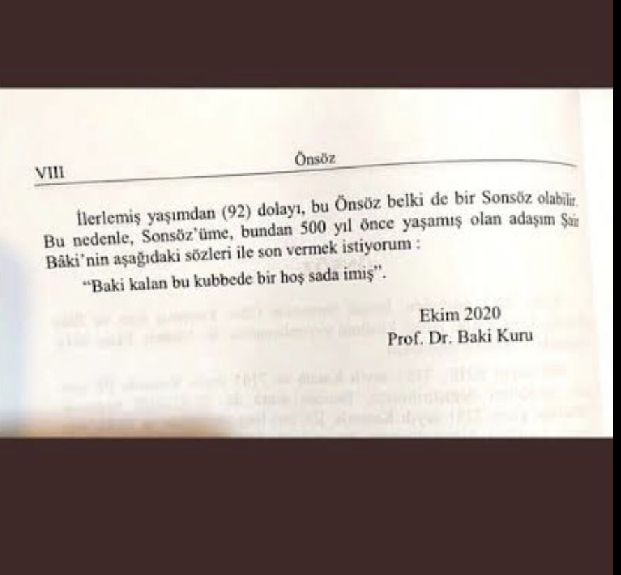 Prof.Dr. Baki Kuru hocanın önsözü..