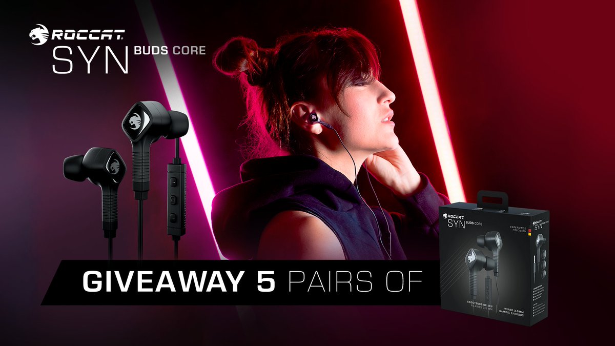 Good gaming audio is important, no matter where you are, so we want to ensure everyone has some great earphones! 🔊

We're giving away 5 pairs of our new Syn Buds Core earphones 🎁

All you need to do is follow @ROCCAT, like and retweet this post 🔁
