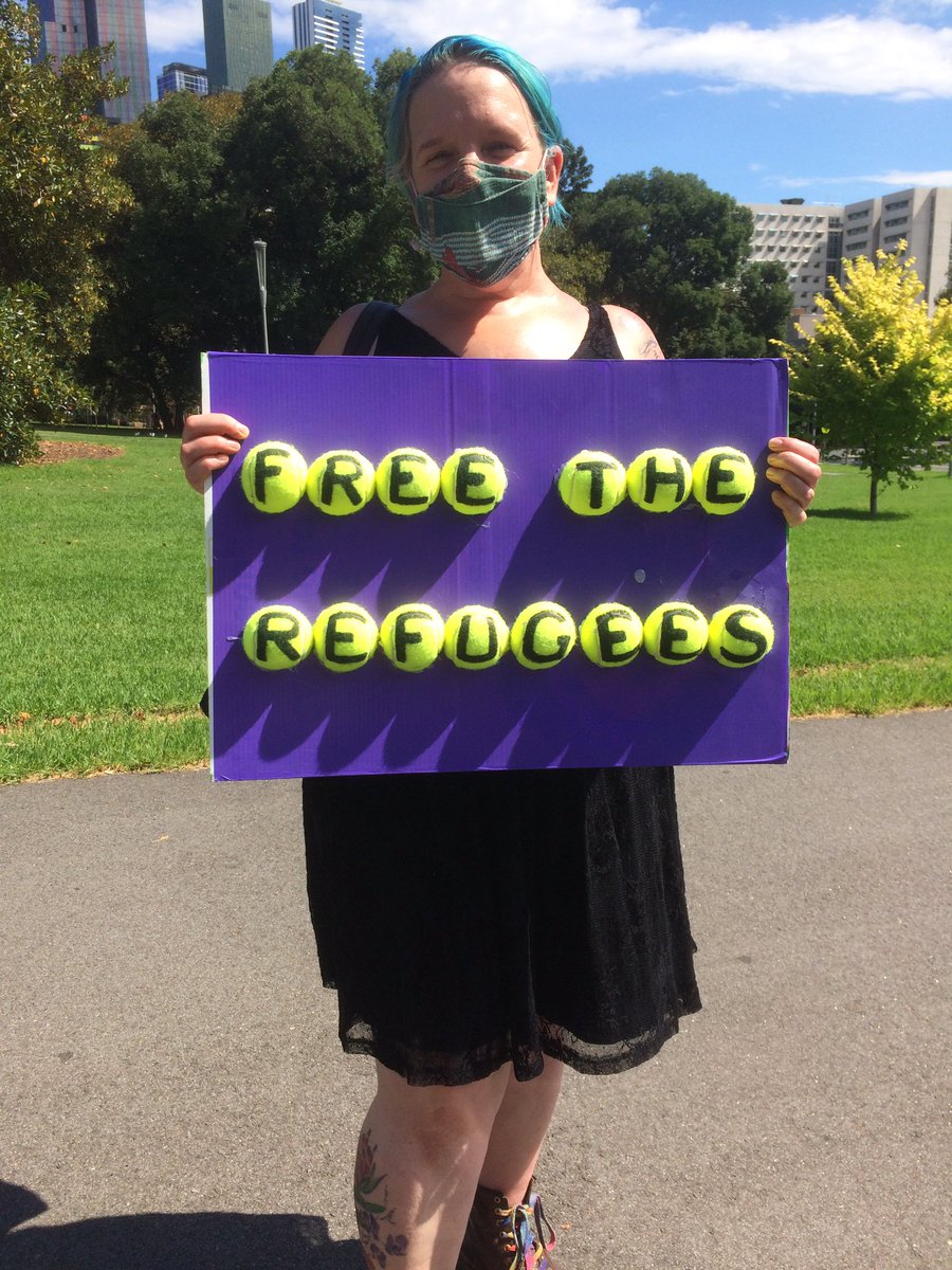 racvictoria's tweet photo. A change is needed. Change in policy, change in law, and a huge, huge apology for all the harm done to refugees through arbitrary and indefinite detention, denial of permanent protection, and being used as political footballs.
#FreeTheRefugees
#ReturnToHumanity
#AusOpen https://t.co/YU6se6bbzL