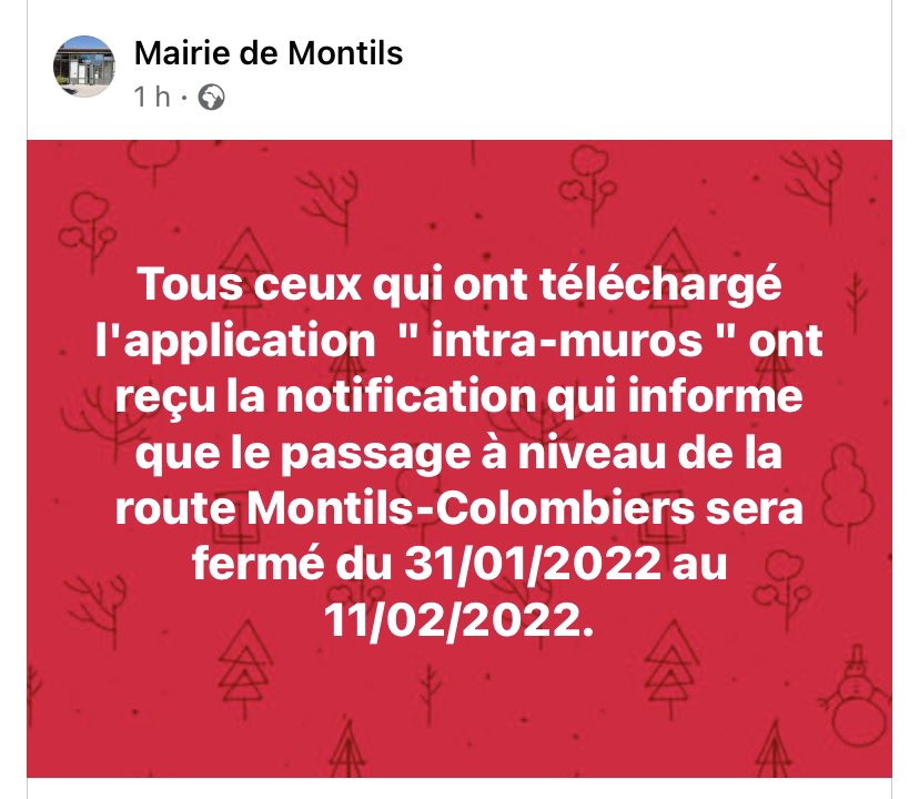 WazeChteMaritim's tweet photo. 🚧 [InfoRoute17]
Le passage à niveau se situant sur la D136 à hauteur du lieu-dit Mérignac sur la commune de #Montils sera fermé à partir de demain lundi 31 janvier.
La fermeture est programmée sur #Waze. https://t.co/FFEP0ff1zv