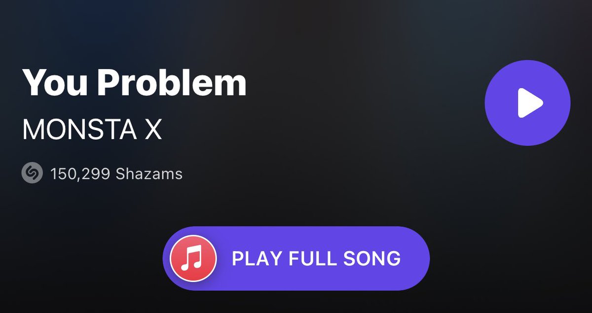 monekradio's tweet image. Have you Shazamed #YouProblem today? Shazam numbers will let the stations know the interest in the song; we’ve unlocked 150k but let’s go higher! @OfficialMonstaX