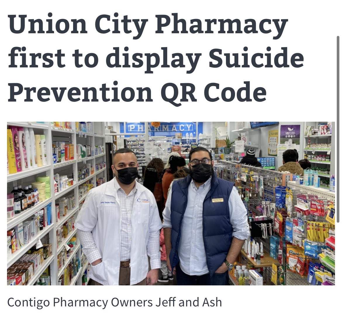 #unioncitynj #hobokennj #weehawkenlife #jerseycity #family #SuicidePrevention #MentalHealthMatters #pharmacy #ucnj  A quick scan with a smartphone camera connects the Veteran with the VANJHCS website where they can find trainings, resources, and local VA contacts in New Jersey.