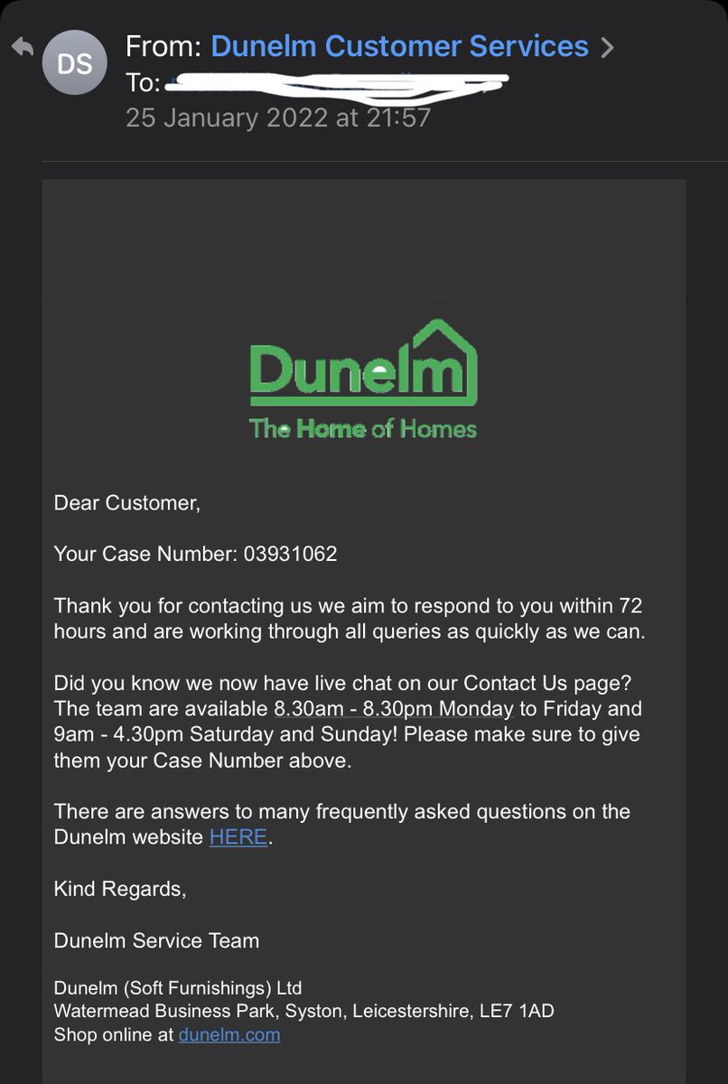 IamRachello's tweet photo. @DunelmUK Awaiting response to two customer service support enquiries I sent last week. It’s been over 120 hours and no response. Please help https://t.co/zESMtRods3