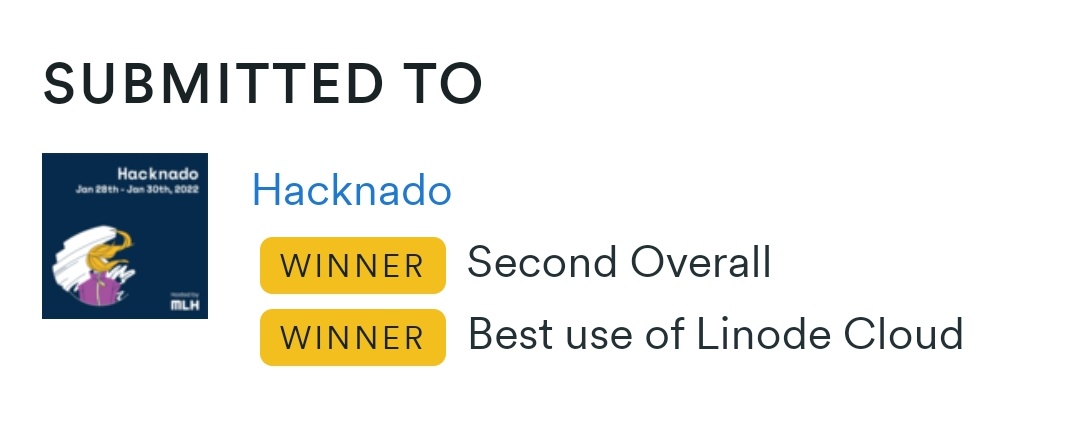 aaishika's tweet photo. Took my show so seriously I ended up participating in #Hacknado by @MLHacks while recovering from COVID. @samanta_gyanesh and I took the Second Overall and Best Use of Linode Cloud. π
Hackathons FTW. π― https://t.co/ID4PCA5sWj