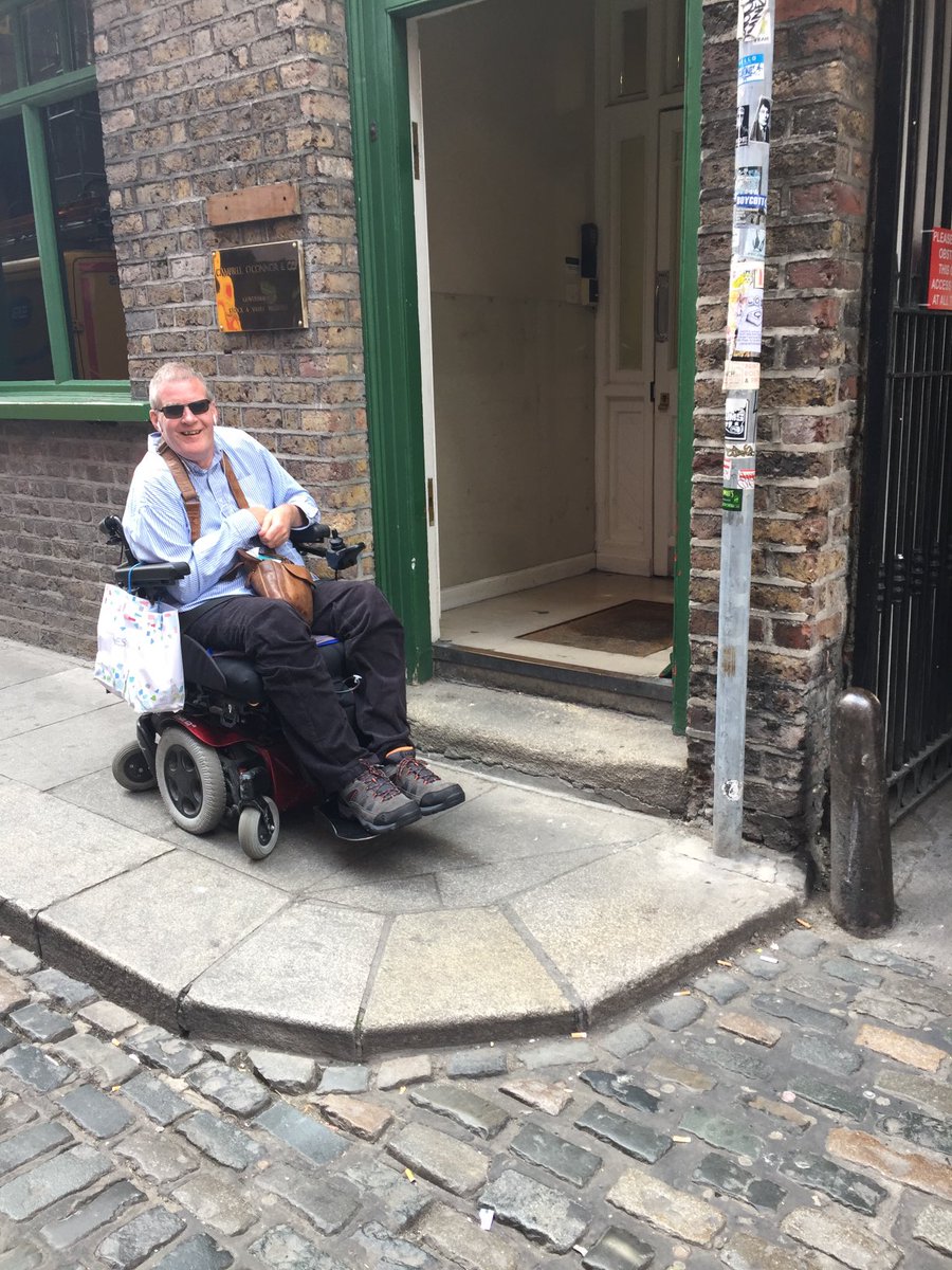 Cobblestones, high kerbs, no dishing, steps up to front door. Welcome to 21st-century Dublin!