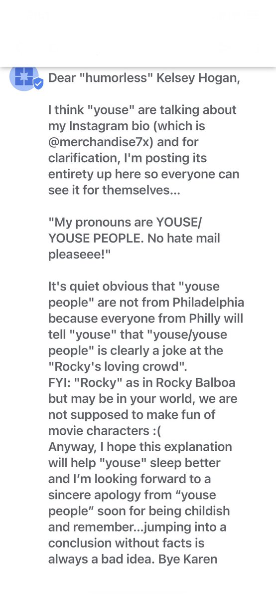 Merchandise7X's tweet photo. So this #Karen posted a
negative review and what's her reason, youse people asked?
Apparently I cant use the words "youse/
youse people" in my #instagram bio because it "triggered" her 🤔😳🤦‍♂️ https://t.co/0JPGVmIYNS