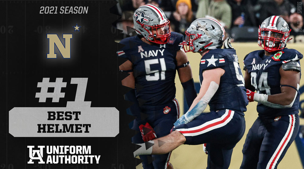 #UniAuthority Best Helmet of the 2021 College Football Season:
1. <a href="/NavyFB/">Navy Football</a> 

#UAAwards | <a href="/NavyEquipment/">Navy Equipment</a>